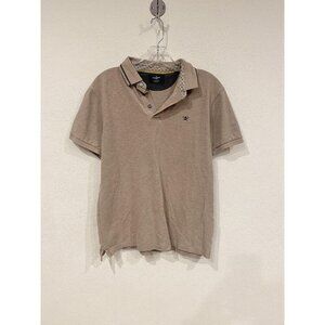 Hackett London Polo Shirt Mens Medium Beige Classic Fit Embroidered Logo Casual